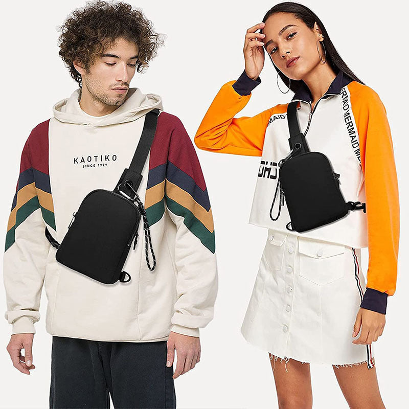 Beige Compact Waterproof Sling Bag - Unisex Mini Crossbody Chest Pack with Adjustable Reversible Strap