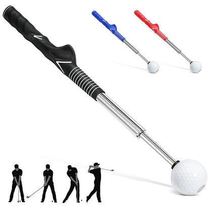 Red Pro Golf Swing Trainer - Extendable with Audible Click & Corrective Grip Aid