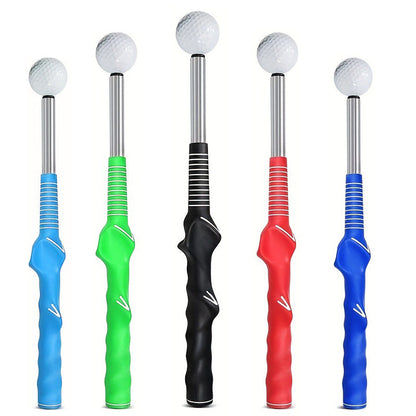 Blue Pro Golf Swing Trainer - Extendable with Audible Click & Corrective Grip Aid