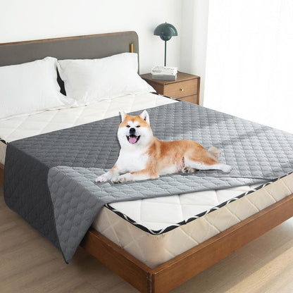 Grey 2-Sided Waterproof Pet Sofa Cover - Dog Bed Protector Blanket for Furniture, Couches & Car Seats (200x260cm, Machine Washable)