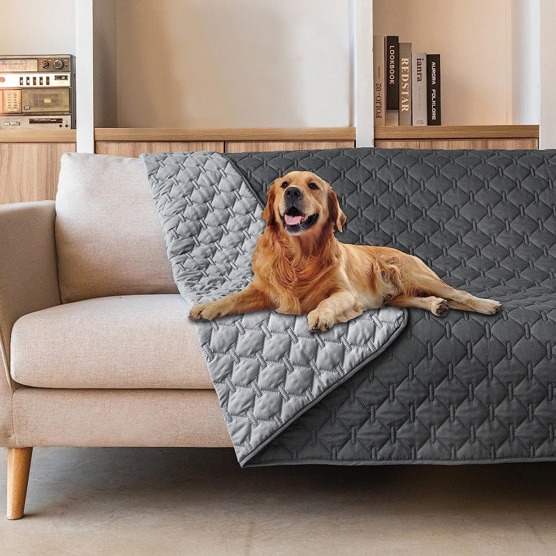 Grey 2-Sided Waterproof Pet Sofa Cover - Dog Bed Protector Blanket for Furniture, Couches & Car Seats (200x260cm, Machine Washable)