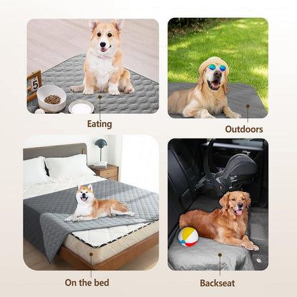 Grey 2-Sided Waterproof Pet Sofa Cover - Dog Bed Protector Blanket for Furniture, Couches & Car Seats (200x305cm, Machine Washable)