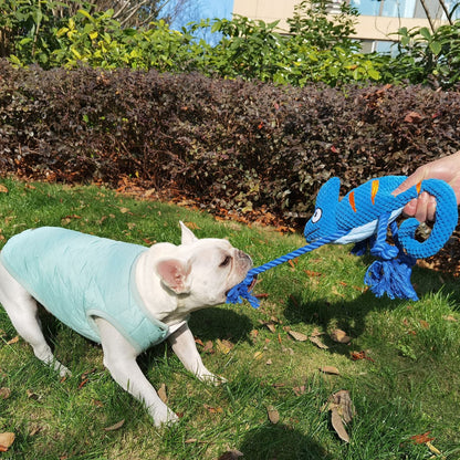 2 Pcs Purple Interactive Plush Chameleon Dog Toy with Squeaker & Rope Legs - Durable Chew Toy for Medium/Large Dogs, Teeth Cleaning Texture, Machine Washable (10.2in)
