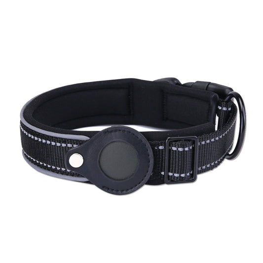 Size XL Black Reflective Adjustable Anti-Lost Pet Collar (For Apple AirTag - Collar Only, Tracker Not Included)