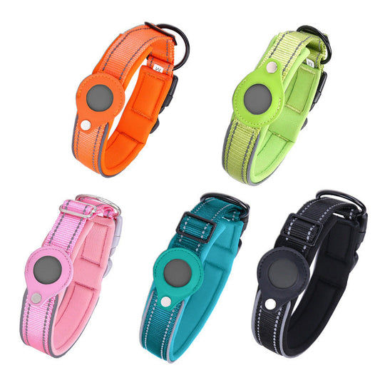 Size S Pink Reflective Adjustable Anti-Lost Pet Collar (For Apple AirTag - Collar Only, Tracker Not Included)
