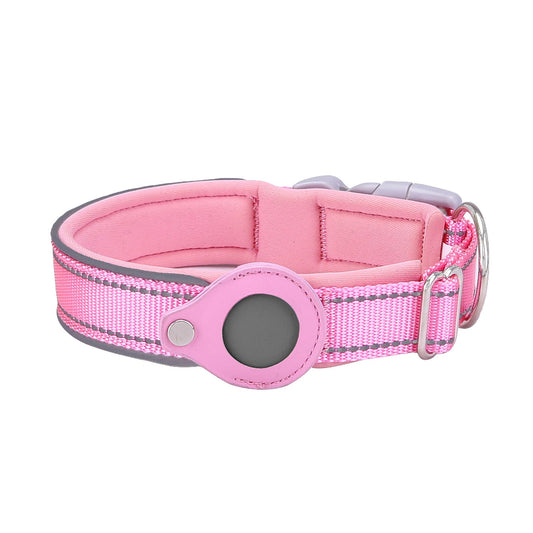 Size L Pink Reflective Adjustable Anti-Lost Pet Collar (For Apple AirTag - Collar Only, Tracker Not Included)