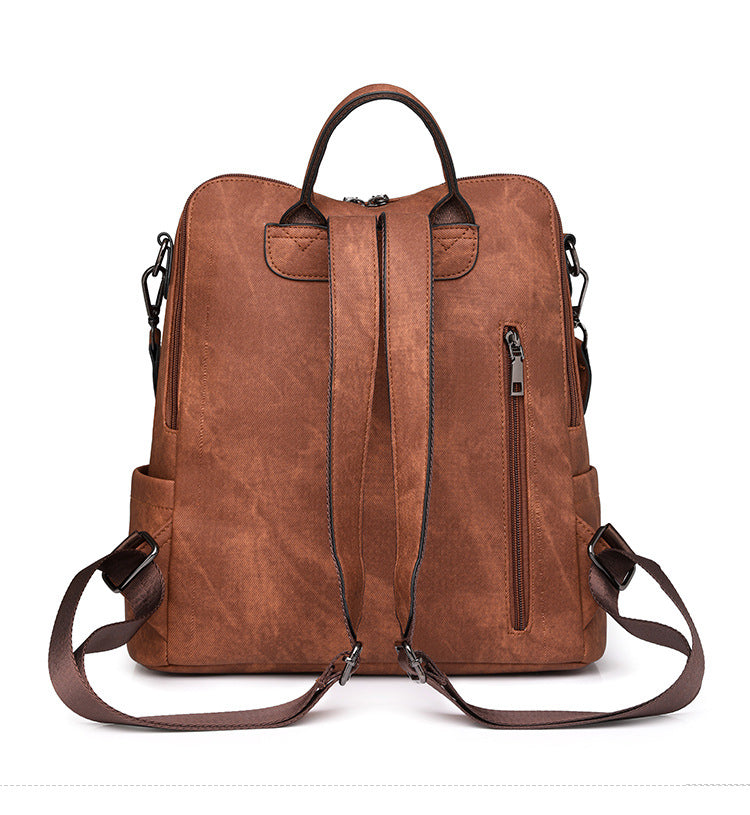 Black Chic Women's PU Leather Convertible Backpack - Anti-Theft Design, Multi-Pocket Shoulder Bag with Tassel
