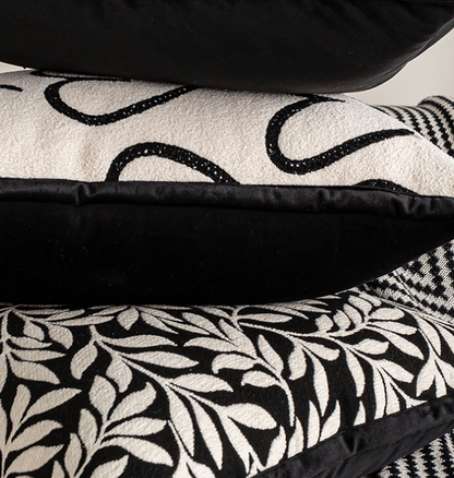 45*45cm Heart Triangle Elegant Two-Piece INS-Style Jacquard Pillow Covers - Black & White Sofa Decor