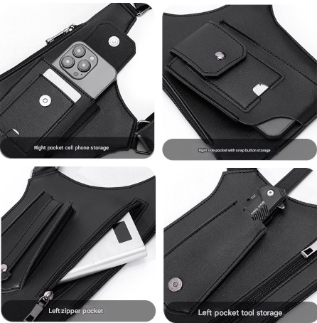 Brown Tactical Underarm Shoulder Holster Bag - Anti-Theft Double Pouch Vest Pack for Men