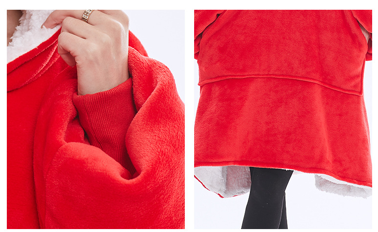 Red Oversized Wearable Blanket Hoodie - Ultra Soft & Cozy Snuggle Pullover for Adults