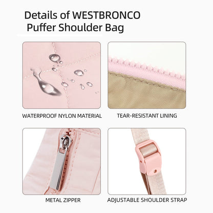 light-root Colour Trendy Nylon Puffer Shoulder Bag for Women - Lightweight Large Capacity Underarm Tote