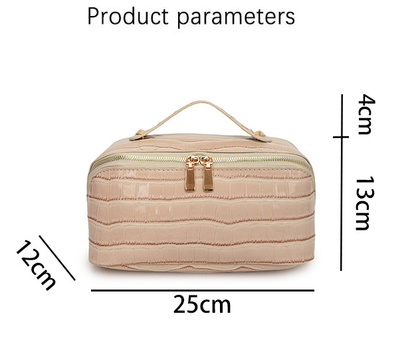 Red Chic Croc-Embossed Travel Makeup Case Large Capacity Cosmetic Organizer Bag