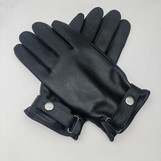 XL Black Premium Men's Genuine Sheepskin Leather Driving & Cycling Gloves