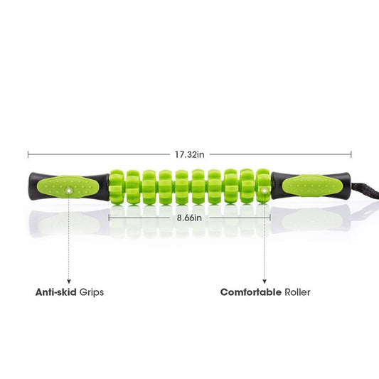 Yellow Deep Tissue Massage Roller Stick for Muscle Soreness & Recovery - Portable Fascia Release Tool