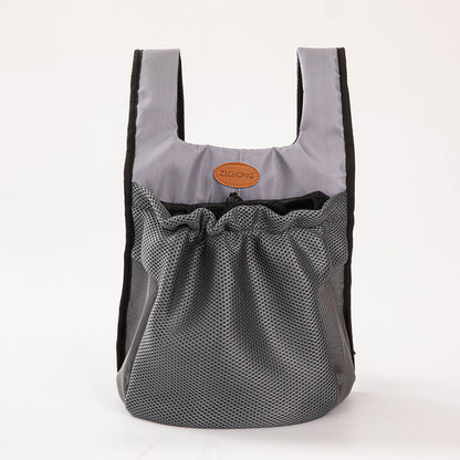 L Grey Hands-Free Pet Carrier Backpack for Small Dogs & Cats - Breathable Chest Pack for Outdoor Travel & Hiking