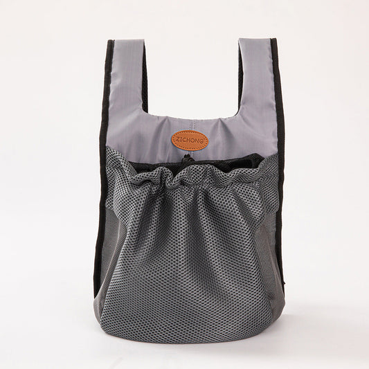 L Grey Hands-Free Pet Carrier Backpack for Small Dogs & Cats - Breathable Chest Pack for Outdoor Travel & Hiking