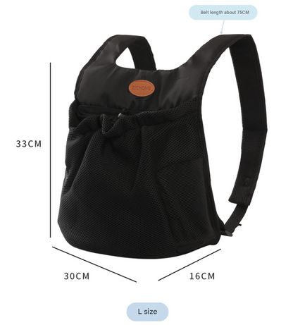 L Grey Hands-Free Pet Carrier Backpack for Small Dogs & Cats - Breathable Chest Pack for Outdoor Travel & Hiking