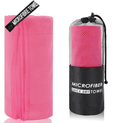 2-Piece Rose Red Quick-Dry Microfiber Sports Towel with Travel Case - Compact & Absorbent for Gym, Swimming & Camping