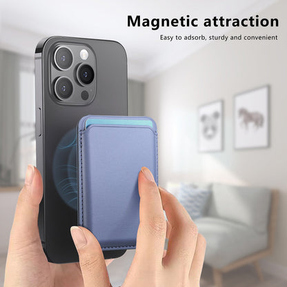 Black Slim Magnetic Card Holder Wallet with Adjustable Kickstand - MagSafe Compatible