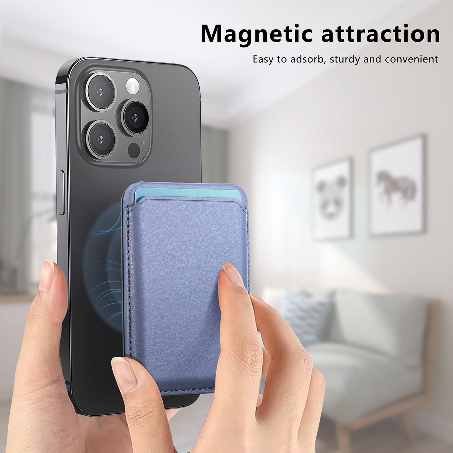Light Purple Slim Magnetic Card Holder Wallet with Adjustable Kickstand - MagSafe Compatible