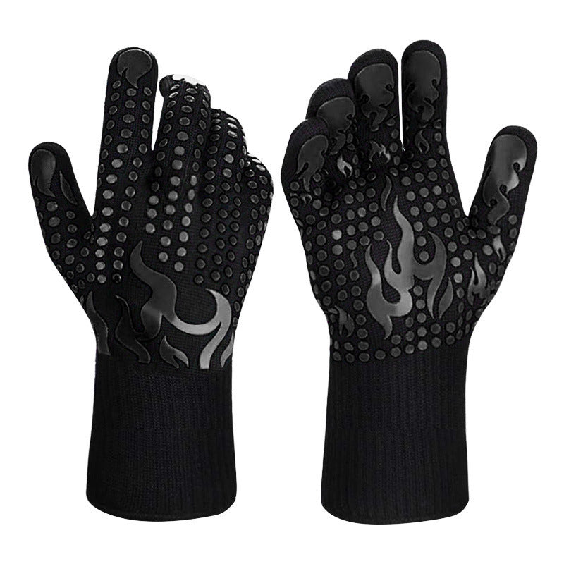 Black a Pair Of Extreme Heat Resistant BBQ Gloves (500Â°C) - Aramid Fiber with Non-Slip Silicone Grip for Grilling & Oven Use