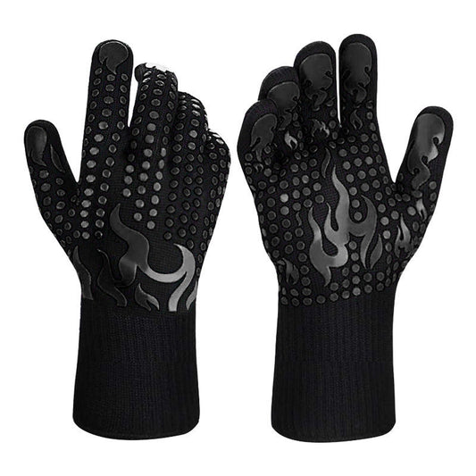 Black a Pair Of Extreme Heat Resistant BBQ Gloves (500Â°C) - Aramid Fiber with Non-Slip Silicone Grip for Grilling & Oven Use