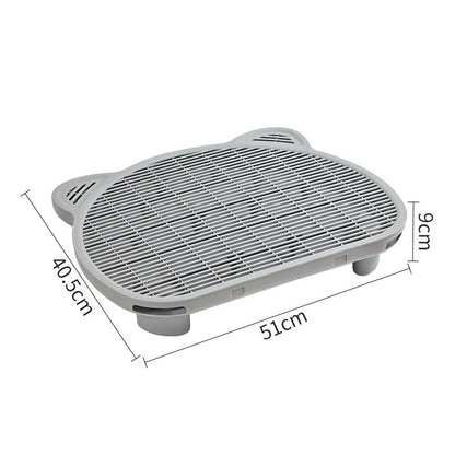 Grey Elevated Cat Litter Trapping Mat - Dual-Layer Scatter Control Tray with Grate