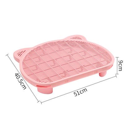 Pink Elevated Cat Litter Trapping Mat - Dual-Layer Scatter Control Tray with Grate