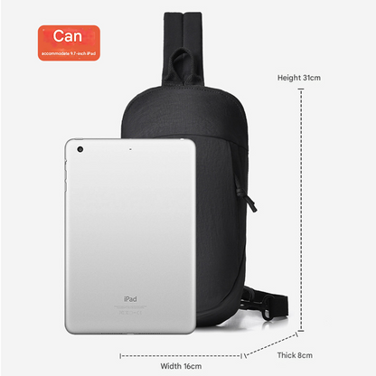 Grey Minimalist Anti-Theft Sling Bag for Men & Women - Water-Resistant Crossbody Chest Pack, Fits 9.7-inch Tablet