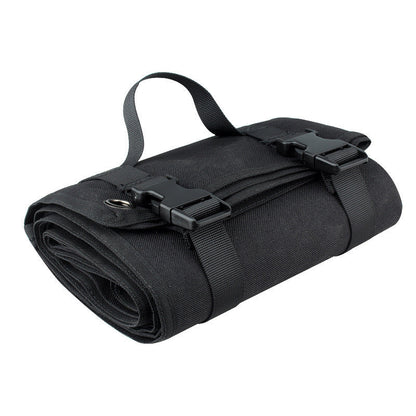 Black Tactical Roll-Up Shooting Mat - Lightweight Waterproof Ground Pad for Outdoor Camping & Hiking