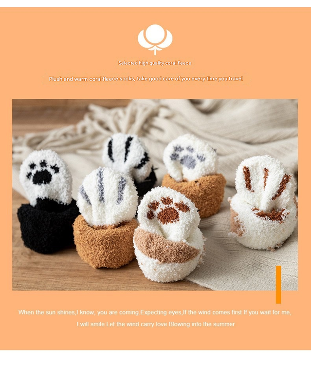 3-piece Black Cute Cat Paw Fuzzy Socks for Women - Plush Thermal Slipper Socks for Home & Lounging