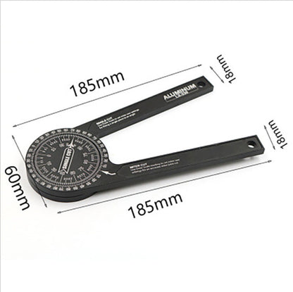 Black Precision 360-Degree Miter Saw Protractor - Aluminum Alloy Angle Finder for Woodworking & Carpentry
