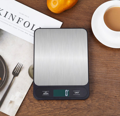 Black Slim Digital Kitchen Scale - High Precision Stainless Steel Food Scale for Baking & Cooking(10kg)