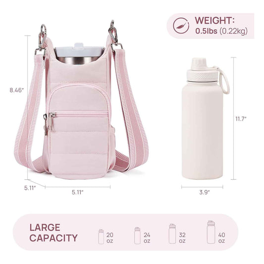 Pink Women's Crossbody Water Bottle Bag-Perfect for Hiking and Cycling