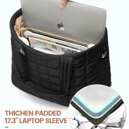 Black New Large Capacity Tote Bag - Fashionable Quilted Women's Shoulder Bag and Laptop Bag