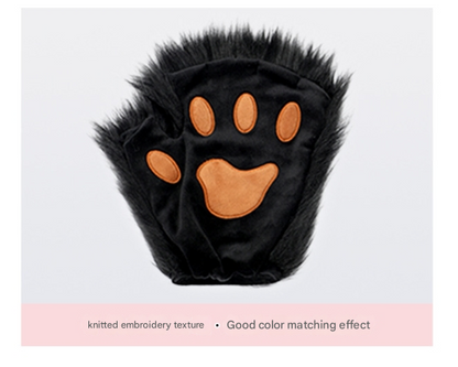 Reddish-brown Halloween Furry Fox Costume Set - Plush Mask, Ears Headband, Tail, and Paws for Cosplay