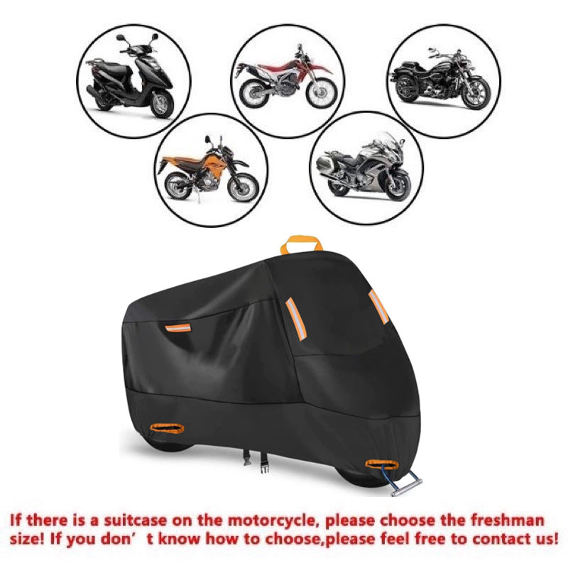 Heavy Duty 212D Waterproof Motorcycle Cover - All Season Outdoor Protection with Lock Holes & Windproof Buckles(Size: 2XL)