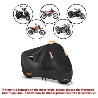 Heavy Duty 212D Waterproof Motorcycle Cover - All Season Outdoor Protection with Lock Holes & Windproof Buckles(Size: 2XL)