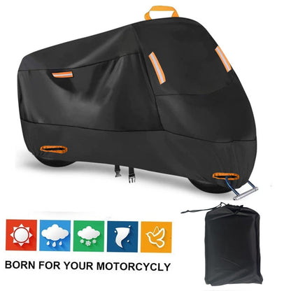 Heavy Duty 213D Waterproof Motorcycle Cover - All Season Outdoor Protection with Lock Holes & Windproof Buckles(Size: 3XL)