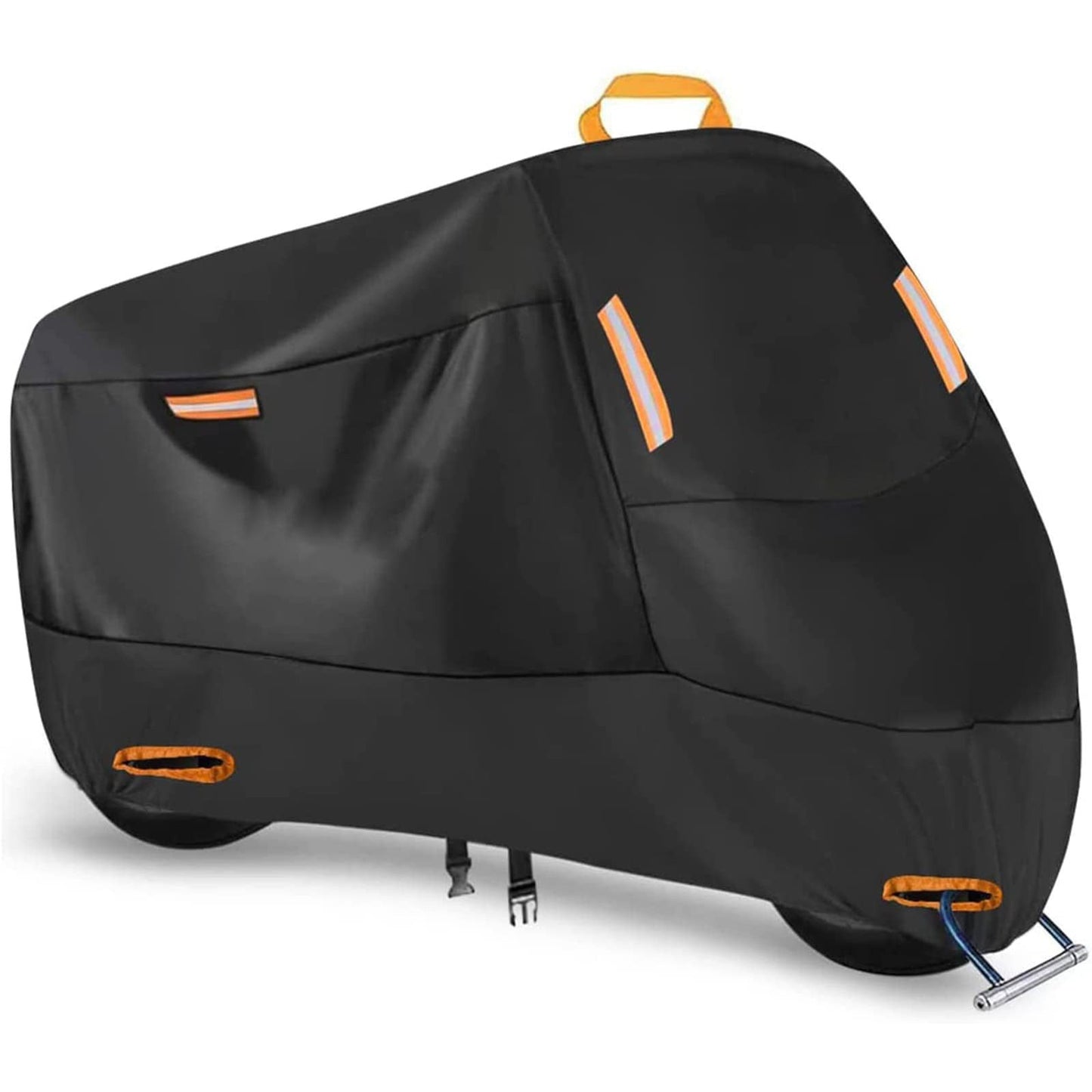 Heavy Duty 214D Waterproof Motorcycle Cover - All Season Outdoor Protection with Lock Holes & Windproof Buckles(Size: 4XL)