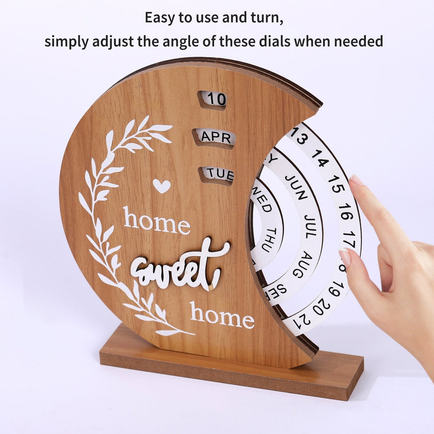 Ferris Wheel model Rustic Wooden Perpetual Calendar - Reusable Rotating Desk & Tabletop Decor