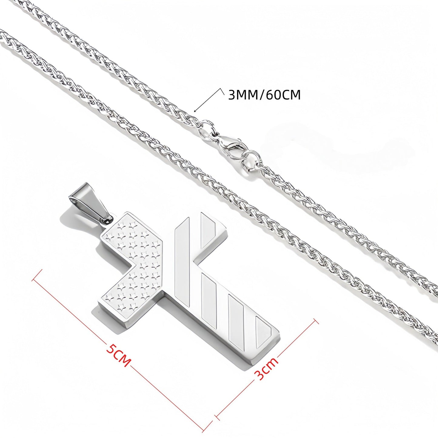 Black Men's Textured Cross Necklace - Stainless Steel Pendant with Inspirational Message