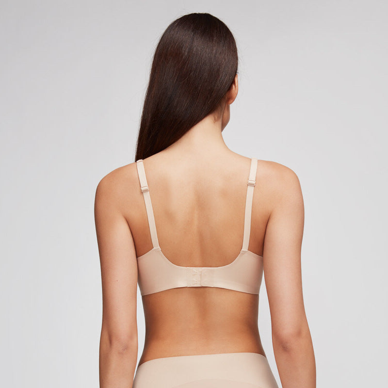 Light skin tone Women's Seamless Wireless Comfort Bra - Flexible Gel Support Deep V T-Shirt Bra(Size: L)