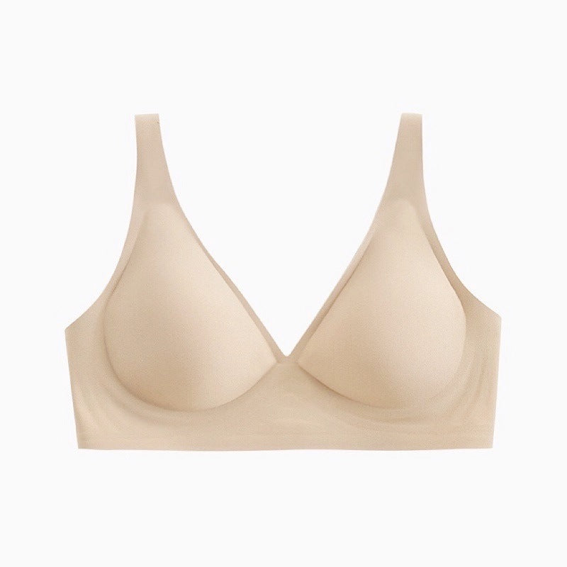 Light skin tone Women's Seamless Wireless Comfort Bra - Flexible Gel Support Deep V T-Shirt Bra(Size: M)