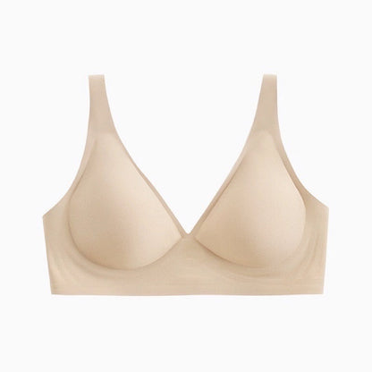 Light skin tone Women's Seamless Wireless Comfort Bra - Flexible Gel Support Deep V T-Shirt Bra(Size: M)