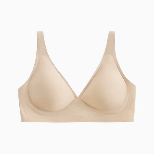 Light skin tone Women's Seamless Wireless Comfort Bra - Flexible Gel Support Deep V T-Shirt Bra(Size: M)