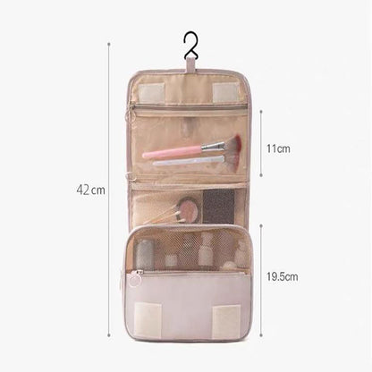 Grey Portable Hanging Travel Toiletry Bag - Large Capacity Cosmetic & Wash Organizer with Sturdy Hook