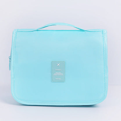 Bright blue Portable Hanging Travel Toiletry Bag - Large Capacity Cosmetic & Wash Organizer with Sturdy Hook