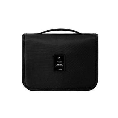 Black Portable Hanging Travel Toiletry Bag - Large Capacity Cosmetic & Wash Organizer with Sturdy Hook