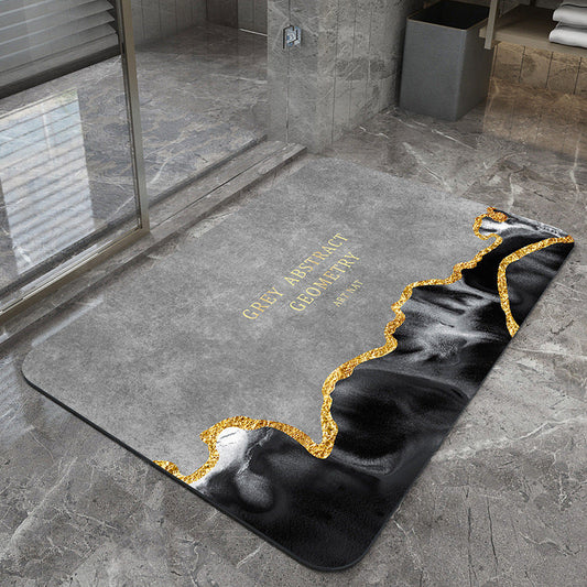 Quicksand and golden grey Modern Absorbent Diatomaceous Earth Bath Mat - Quick Dry, Non-Slip, Soft Bathroom Floor Mat